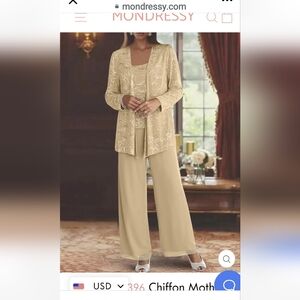 2 size 8 Mondressy pantsuits,  NWT one is taupe, other is champagne